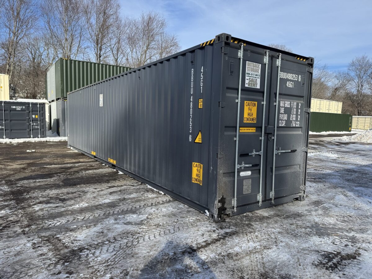 40ft New High Cube Shipping Container – Wind & Watertight – Gray – Unit BBUU480253-6