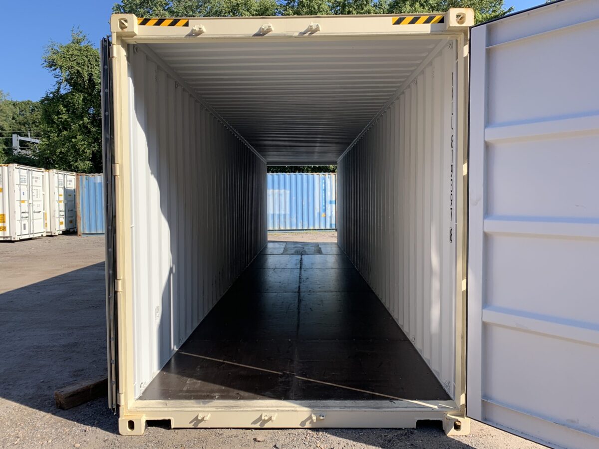 40ft New High Cube Shipping Container – Wind & Watertight – Beige – Unit FXLU819397-8