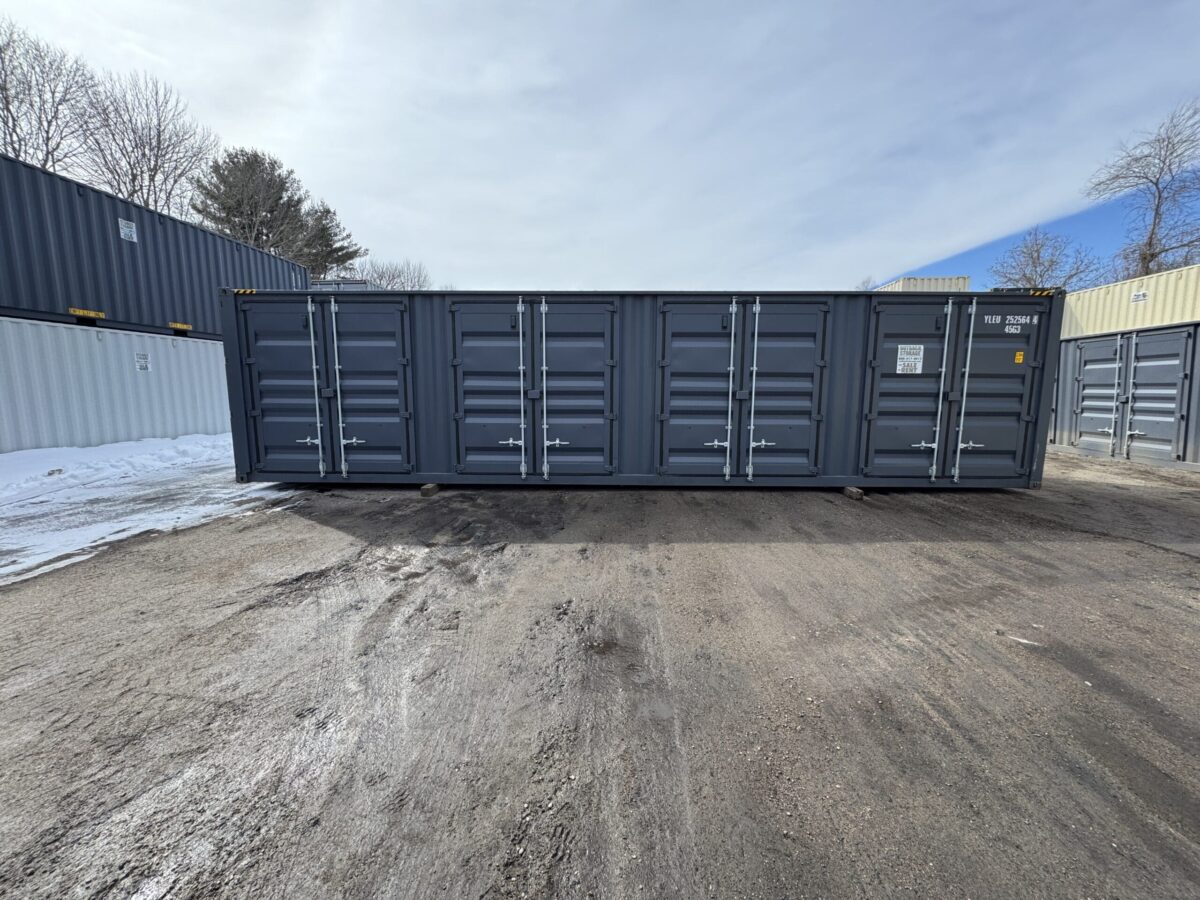 40ft New High Cube Shipping Container – Wind & Watertight – Dk Gray – Unit YLEU252564-4
