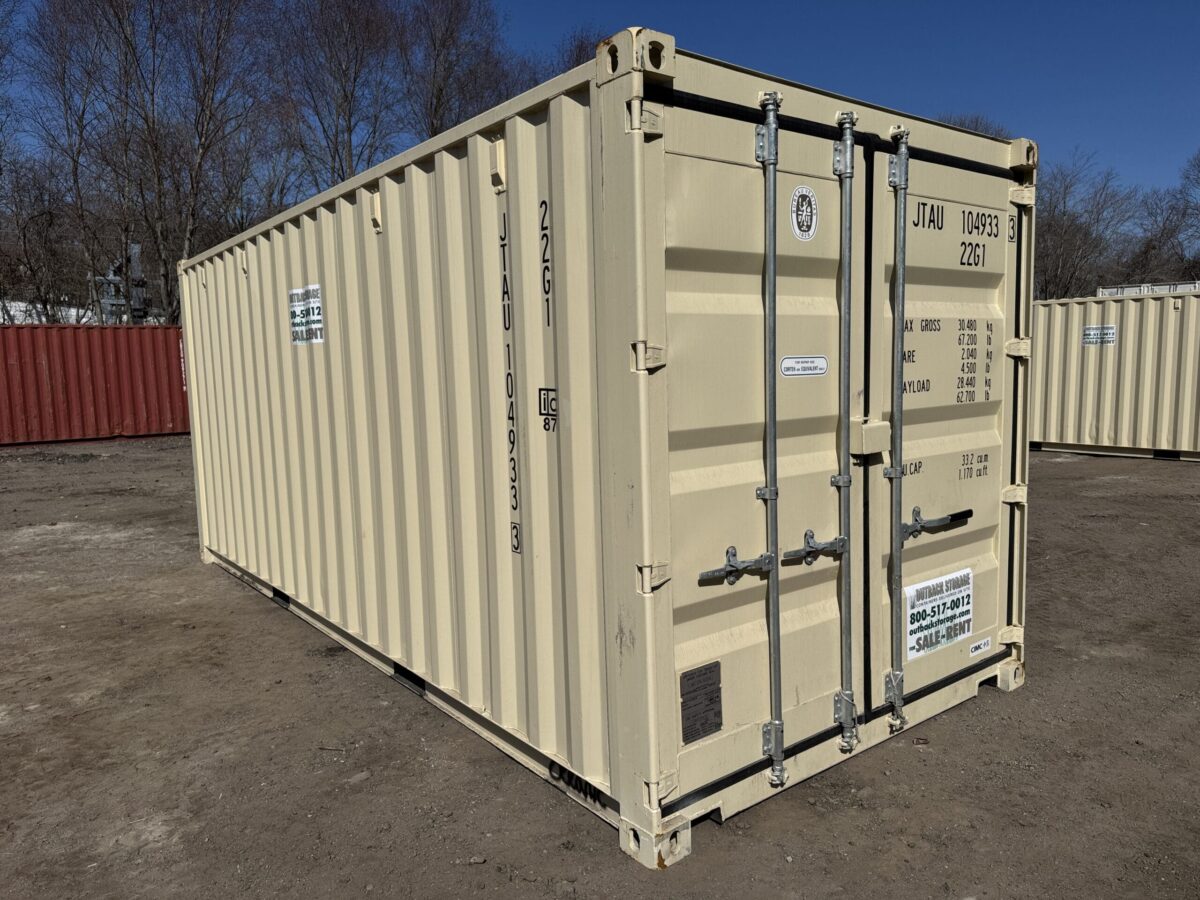 20ft New Shipping Container – Wind & Watertight – Beige – Unit JTAU104933-3