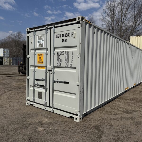 40ft New High Cube Shipping Container – Wind & Watertight – Gray – Unit DSZU480589-2
