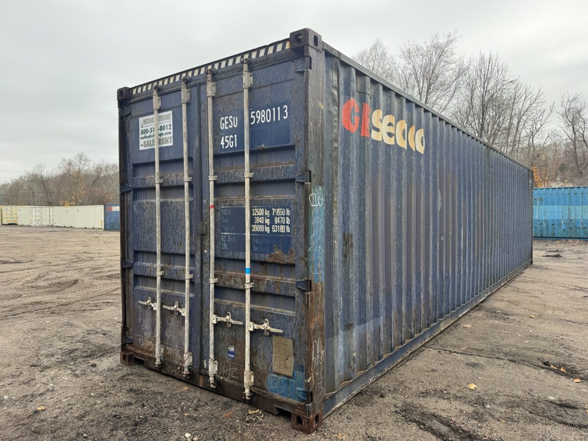 40ft Used High Cube Shipping Container – Wind & Watertight – Blue – Unit GESU598011-3