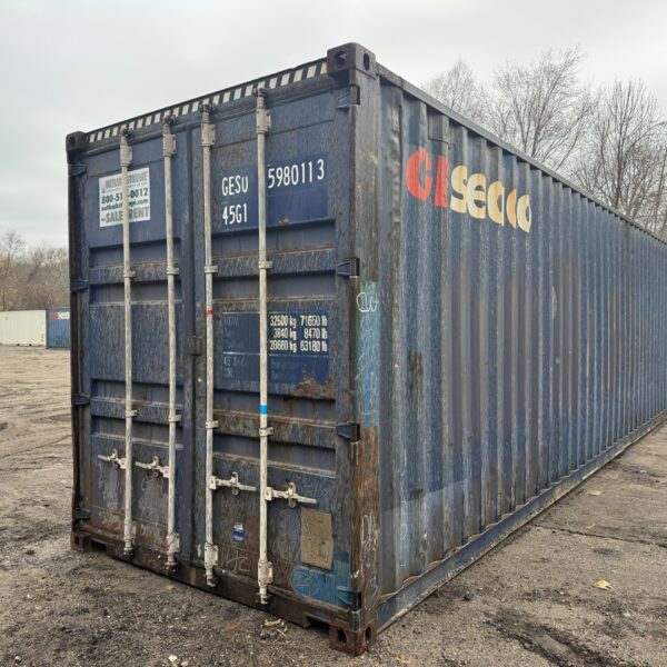 40ft Used High Cube Shipping Container – Wind & Watertight – Blue – Unit GESU598011-3