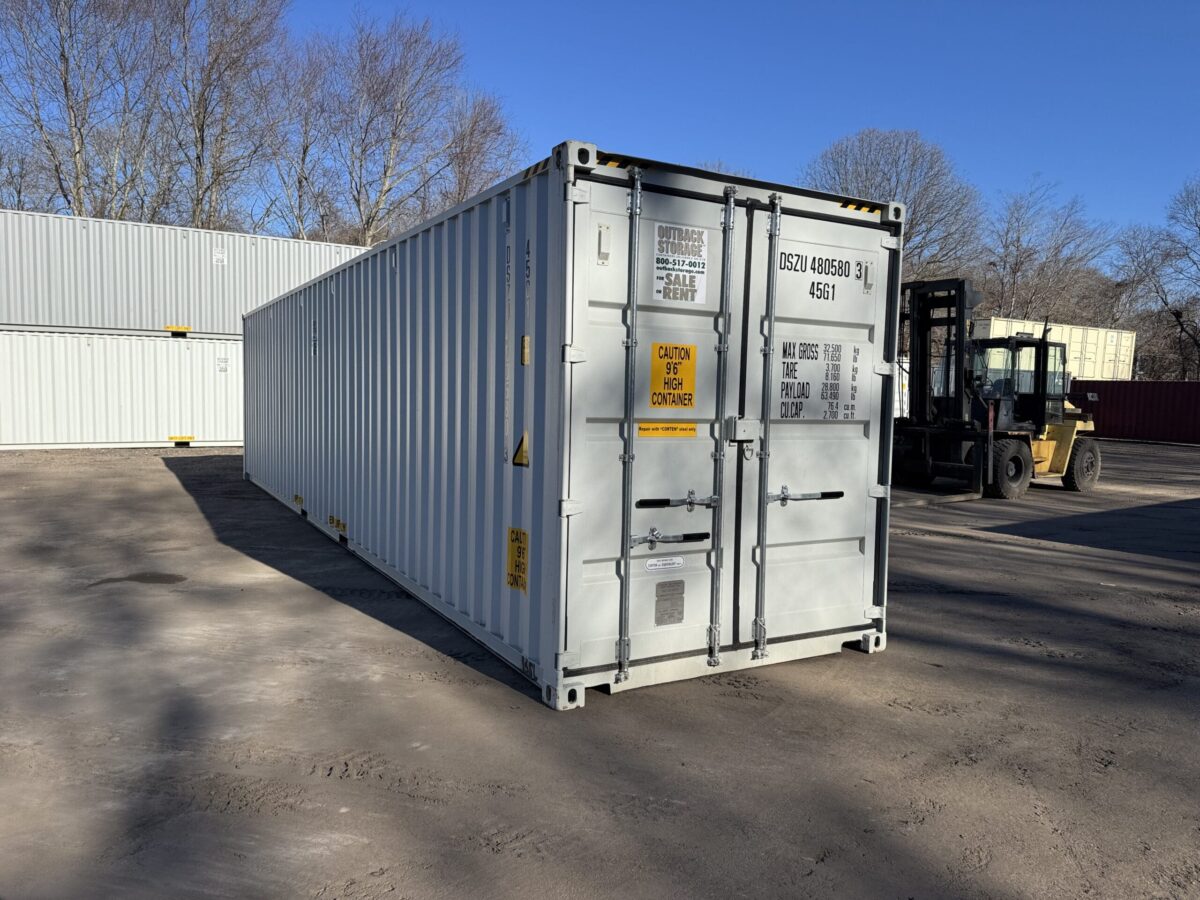 40ft New High Cube Shipping Container – Wind & Watertight – Gray – Unit DSZU480580-3