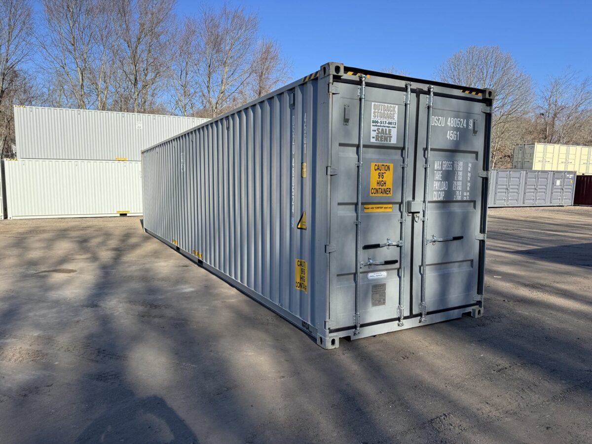 40ft New High Cube Shipping Container – Wind & Watertight – Gray – Unit DSZU480524-9