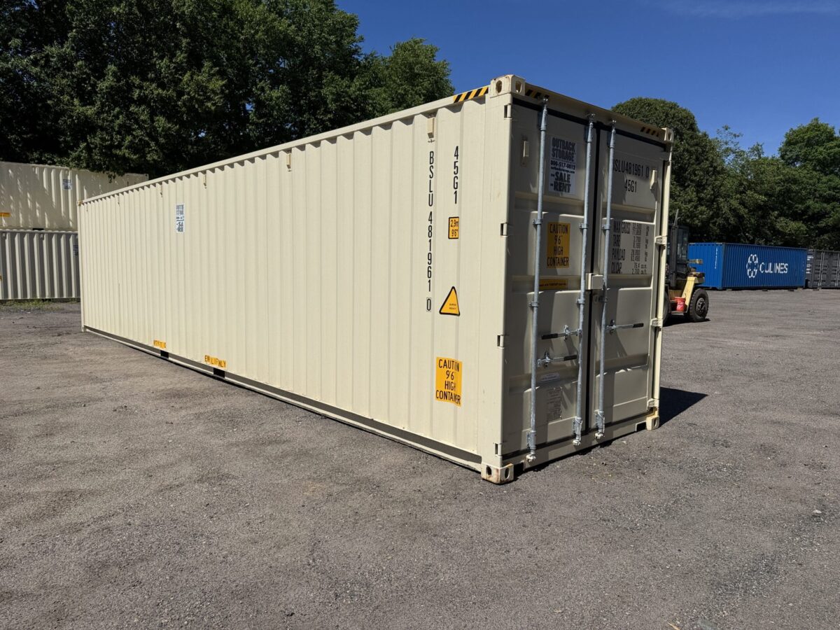 40ft New High Cube Shipping Container – Wind & Watertight – Beige – Unit BSLU481961-0