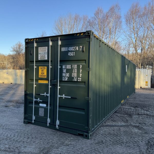 40ft New High Cube Shipping Container – Wind & Watertight – Green – Unit BBUU480274-7