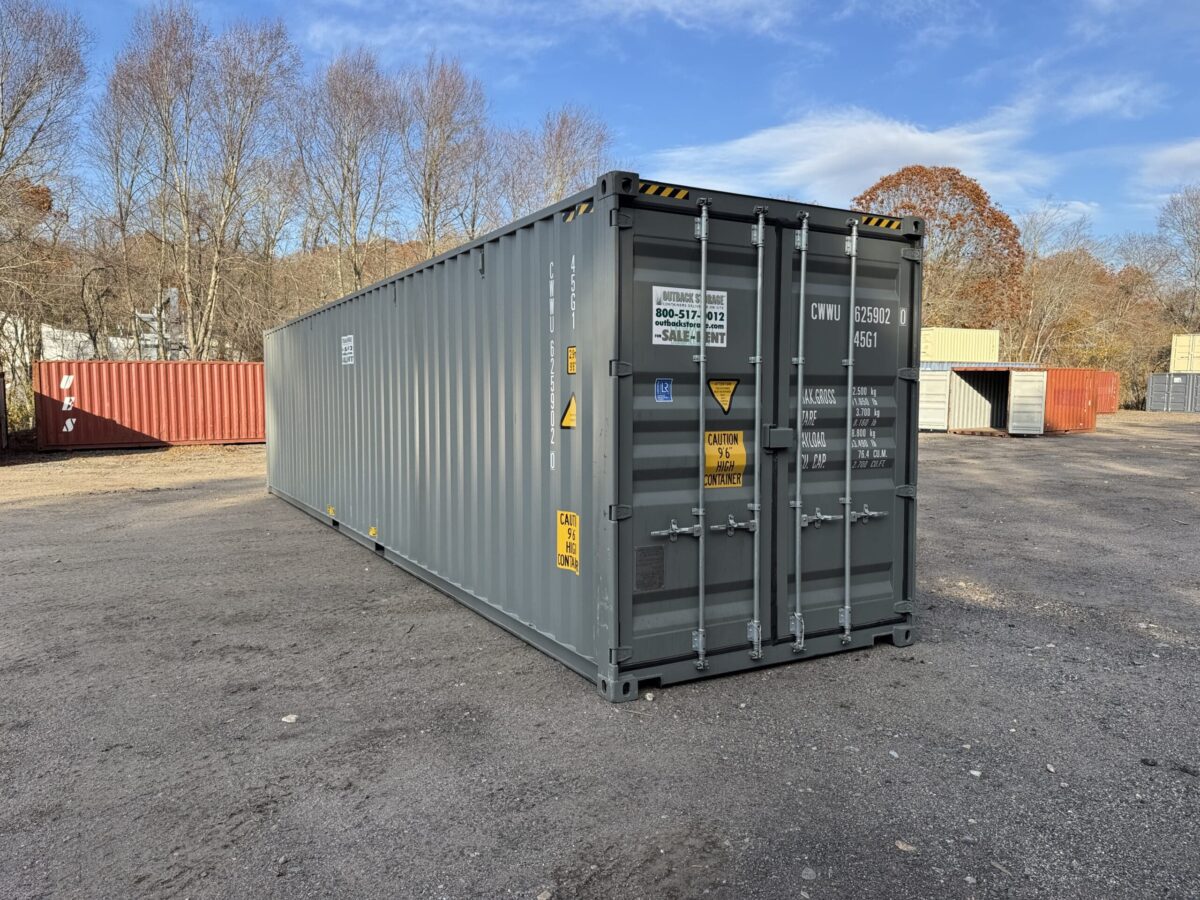 40ft New High Cube Shipping Container – Wind & Watertight – Gray – Unit CWWU625902-0