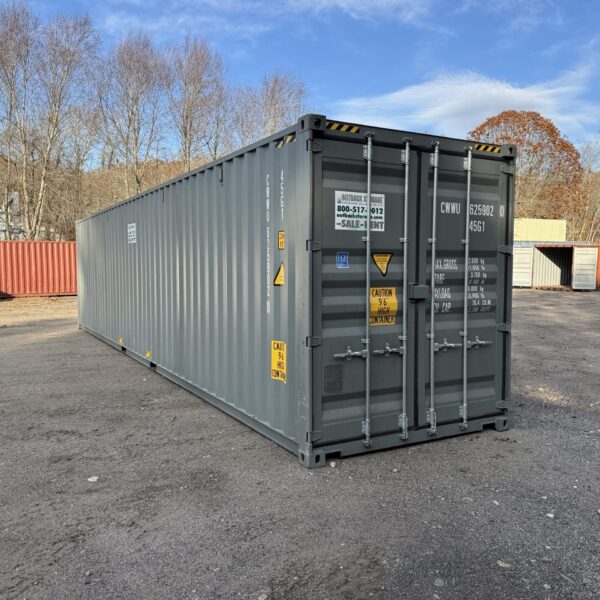 40ft New High Cube Shipping Container – Wind & Watertight – Gray – Unit CWWU625902-0