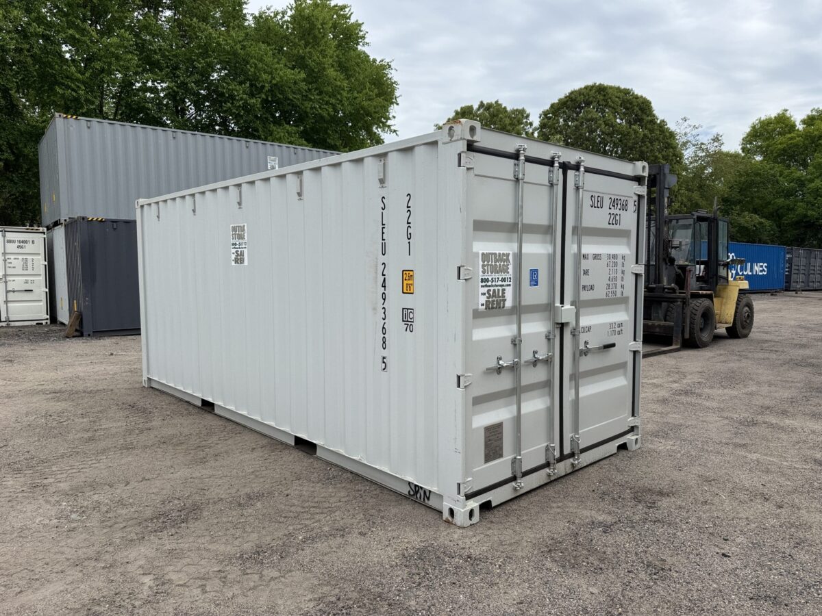 20ft New Shipping Container – Wind & Watertight – Gray – Unit SLEU249368-5