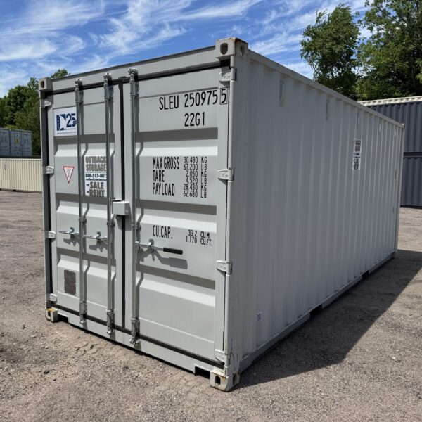 20ft New Shipping Container – Wind & Watertight – Gray – Unit SLEU250975-5
