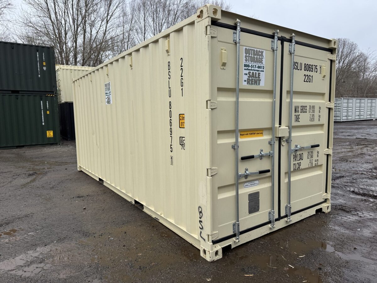 20ft New Shipping Container – Wind & Watertight – Beige – Unit BSLU806975-1