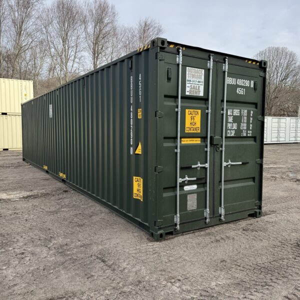 40ft New High Cube Shipping Container – Wind & Watertight – Green – Unit BBUU480290-0