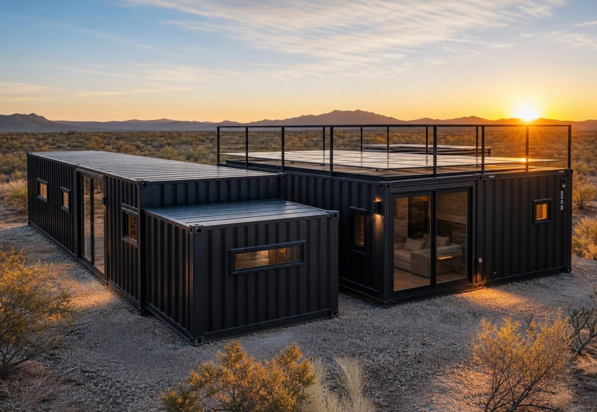 The Ultimate Container Home – 10 Module Luxury Courtyard Wellness Villa with Plunge Pool, 3 Bedrooms, Office, Art Studio & Recovery Room