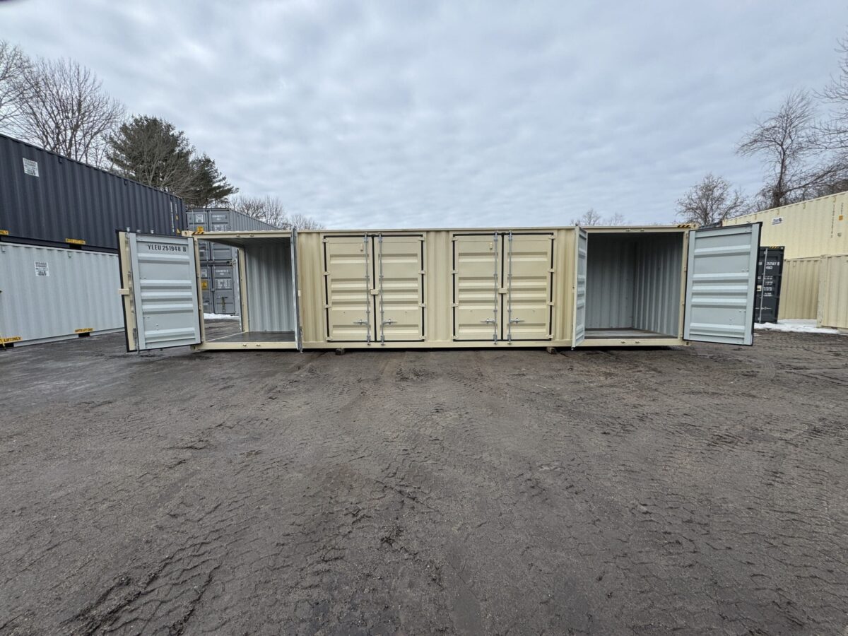 40ft New High Cube Shipping Container – Wind & Watertight – Beige – Unit YLEU251948-8