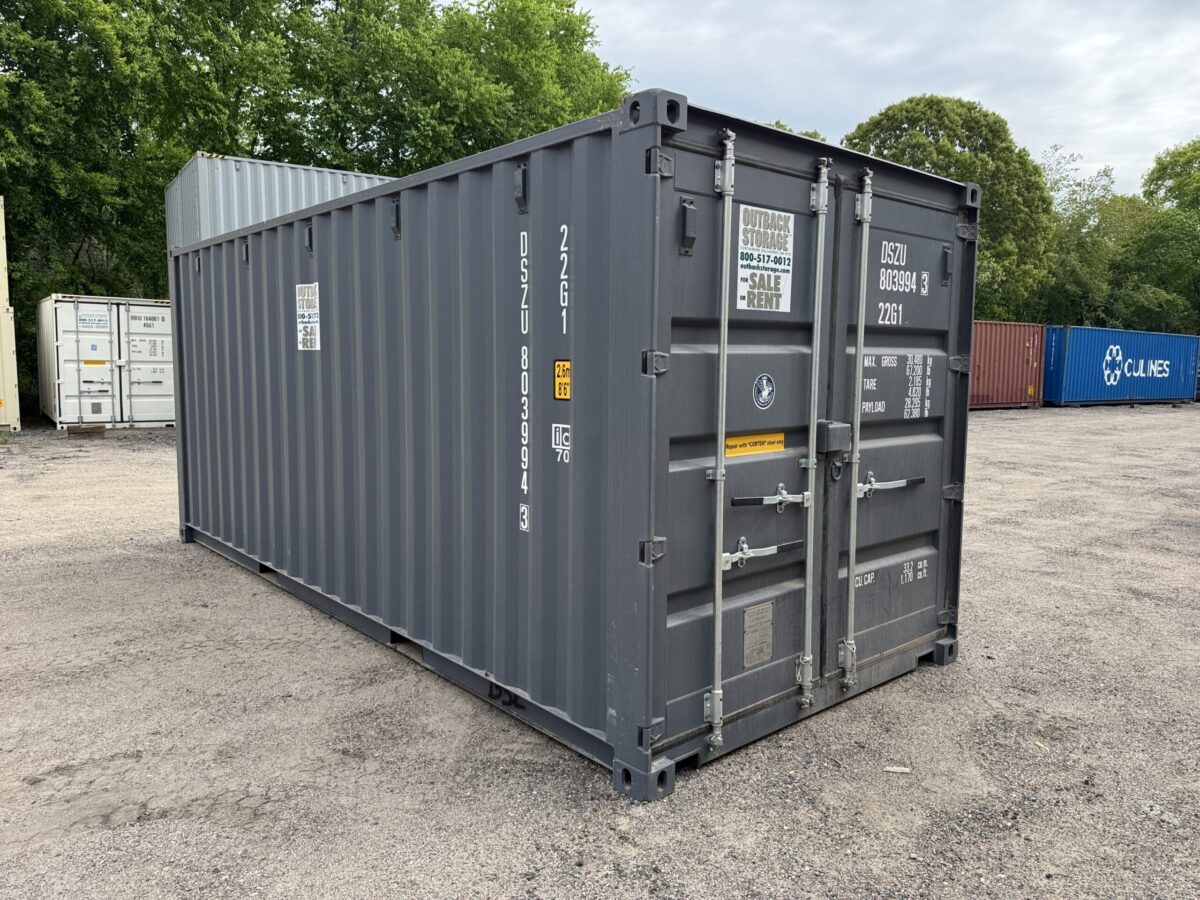 20ft New Shipping Container – Wind & Watertight – Gray – Unit DSZU803994-3