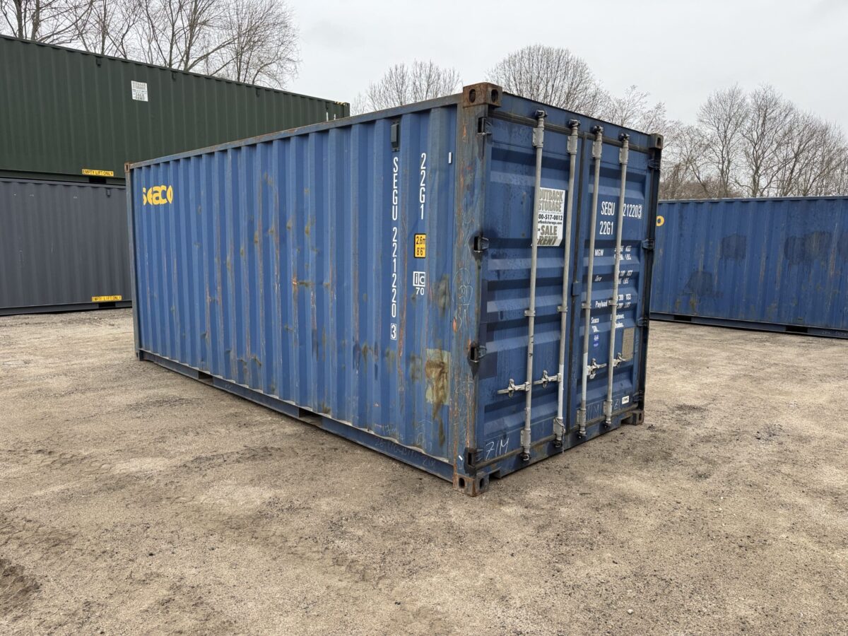 20ft Used Shipping Container – Wind & Watertight – Blue – Unit SEGU221220-3