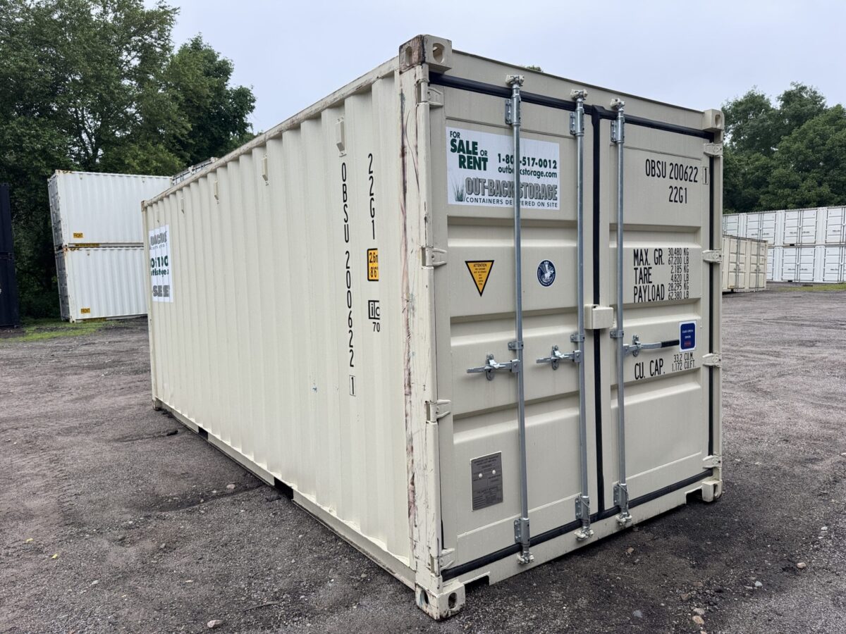 20ft New Shipping Container – Wind & Watertight – Beige – Unit OBSU200622-1