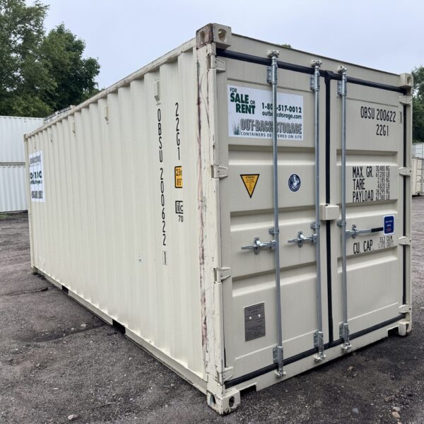 20ft New Shipping Container – Wind & Watertight – Beige – Unit OBSU200622-1