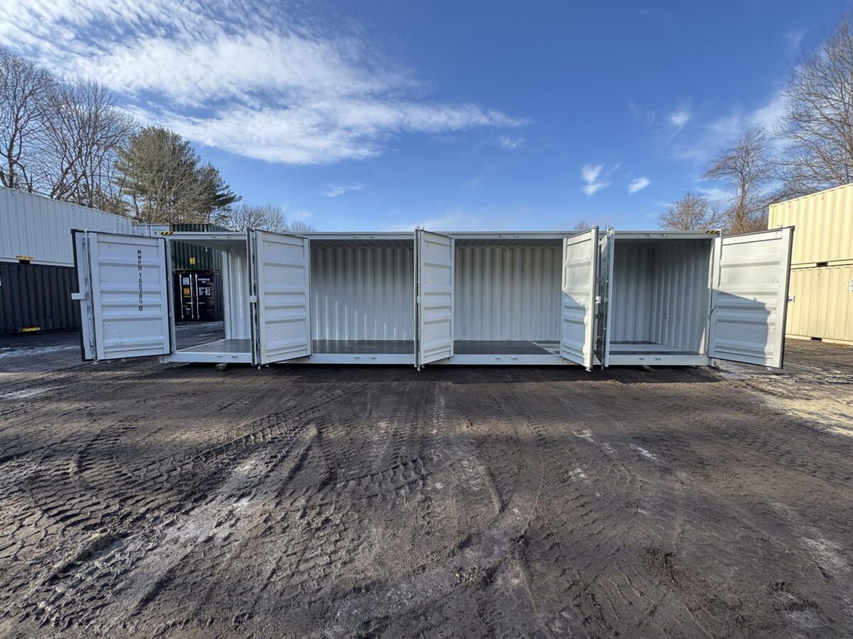 40ft New High Cube Shipping Container – Wind & Watertight – Lt Gray – Unit MMPU108785-0
