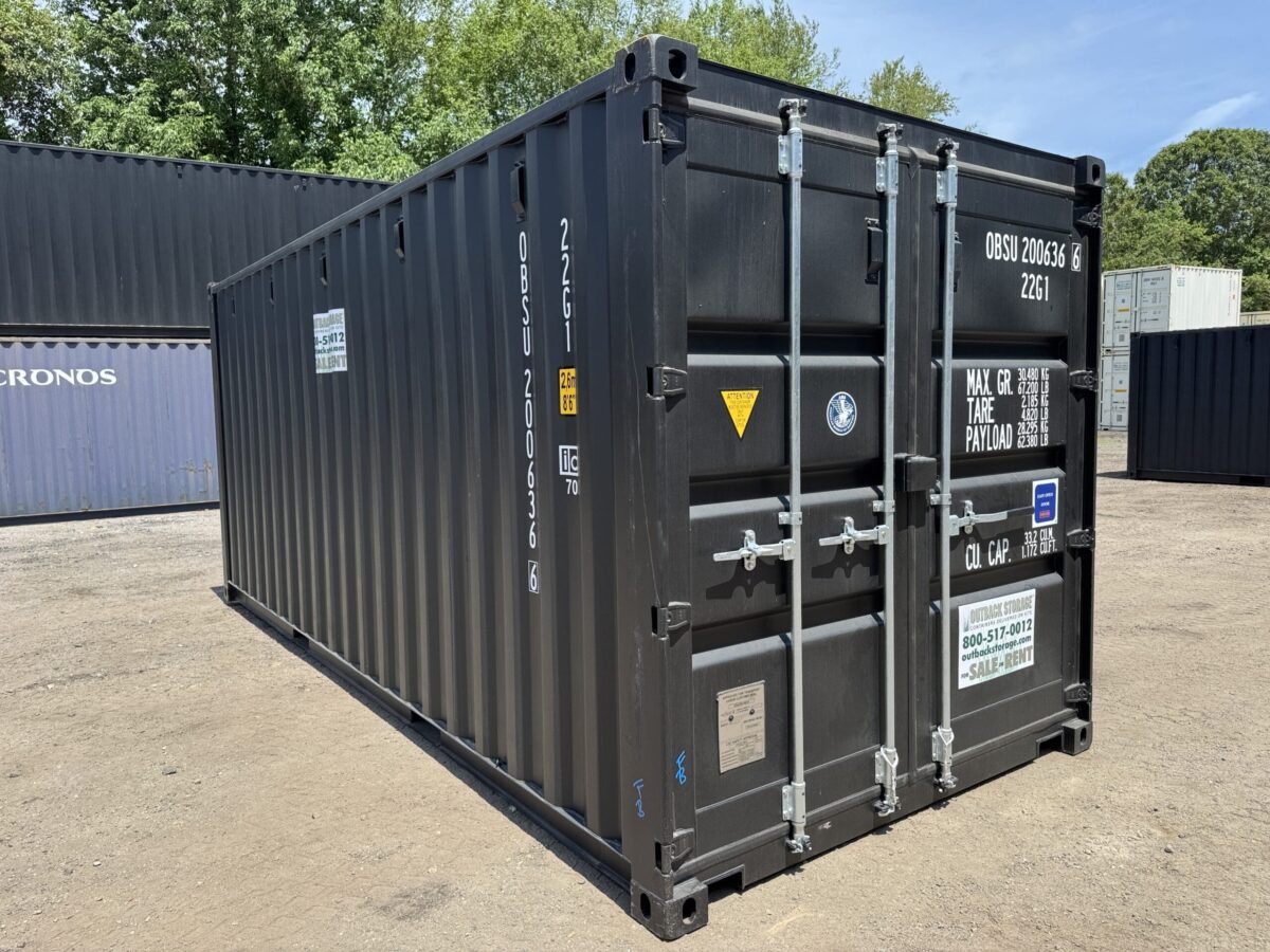 20ft New Shipping Container – Wind & Watertight – Black – Unit OBSU200636-6
