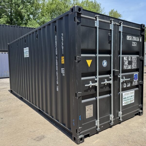 20ft New Shipping Container – Wind & Watertight – Black – Unit OBSU200636-6