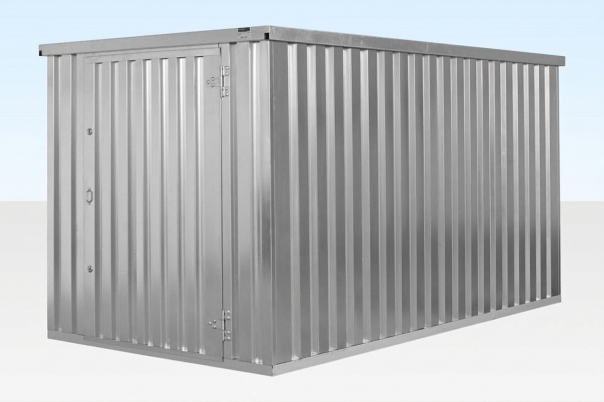 4m x 2.1m Flat Pack Container Store – Galvanised