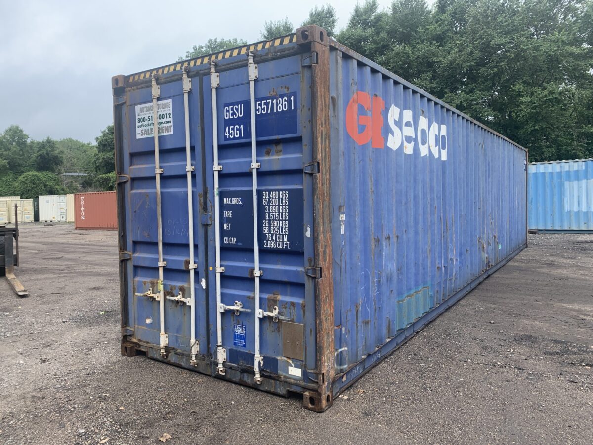 40ft Used High Cube Shipping Container – Wind & Watertight – Blue – Unit GESU557186-1