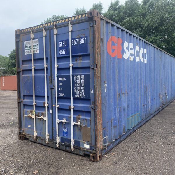 40ft Used High Cube Shipping Container – Wind & Watertight – Blue – Unit GESU557186-1