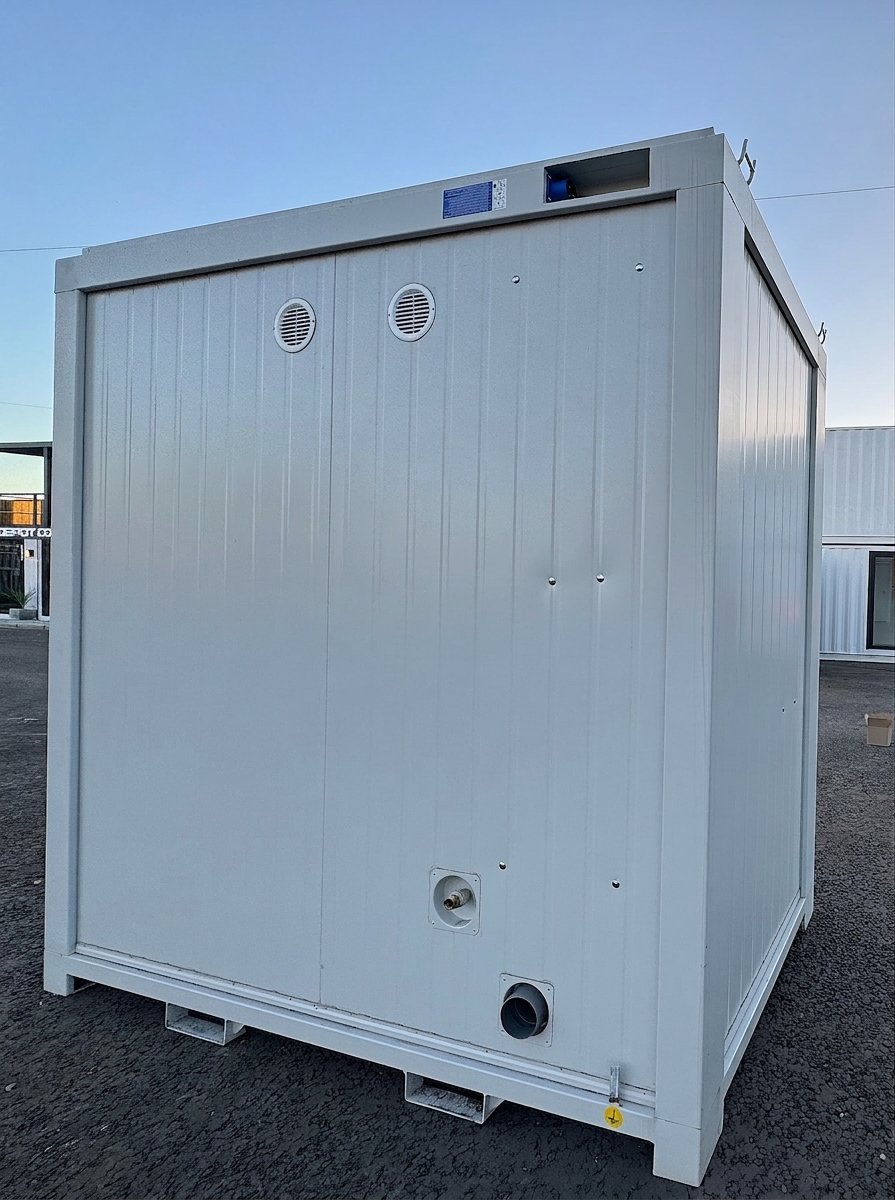NEW 1 Toilet & 1 Shower Block — 8 x 5 ft — Portable Containex — Grey — No 855