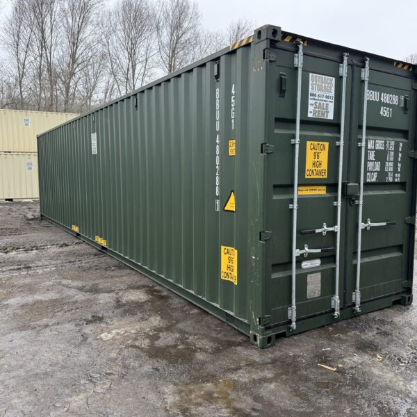 40ft New High Cube Shipping Container – Wind & Watertight – Green – Unit BBUU480288-1