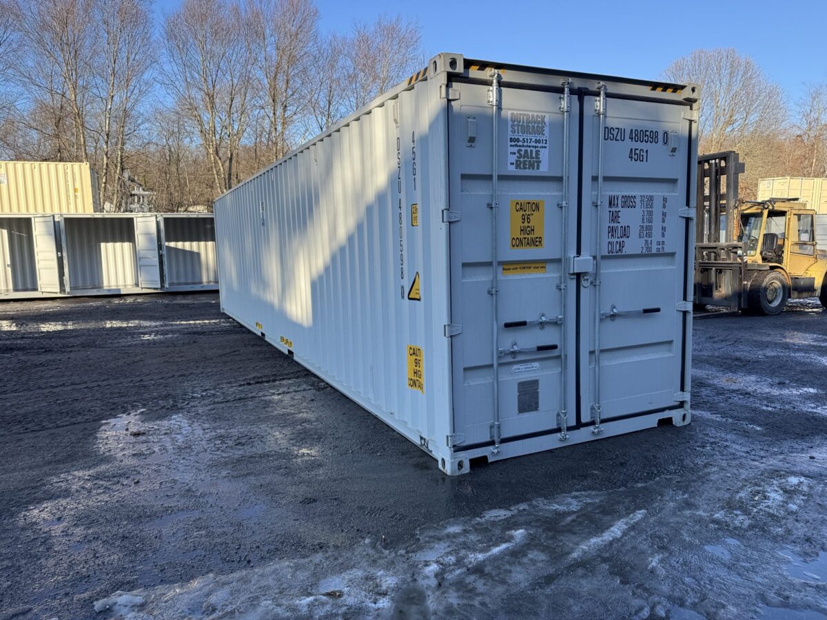 40ft New High Cube Shipping Container – Wind & Watertight – Lt Gray – Unit DSZU480598-0