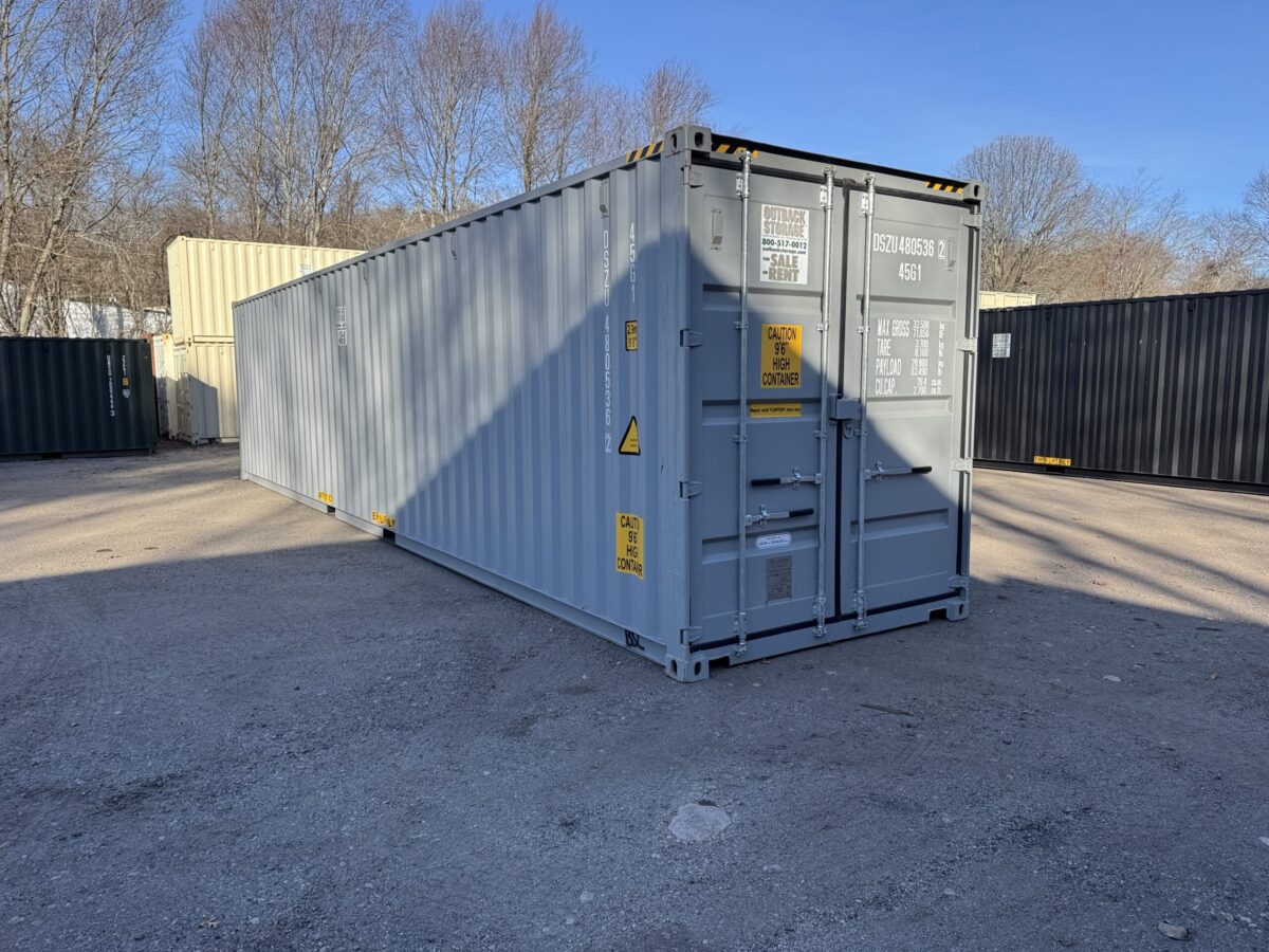 40ft New High Cube Shipping Container – Wind & Watertight – Gray – Unit DSZU480536-2