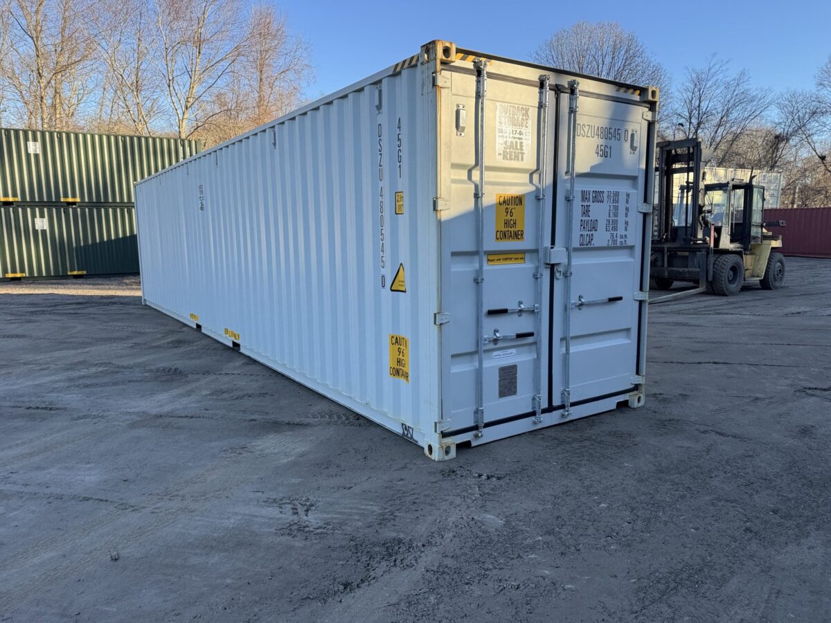 40ft New High Cube Shipping Container – Wind & Watertight – Gray – Unit DSZU480545-0