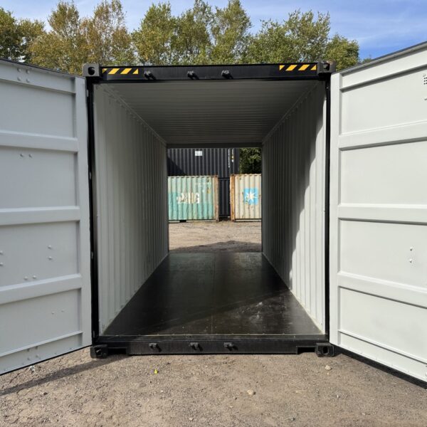 20ft New High Cube Shipping Container – Wind & Watertight – Black – Unit OBSU740114-7