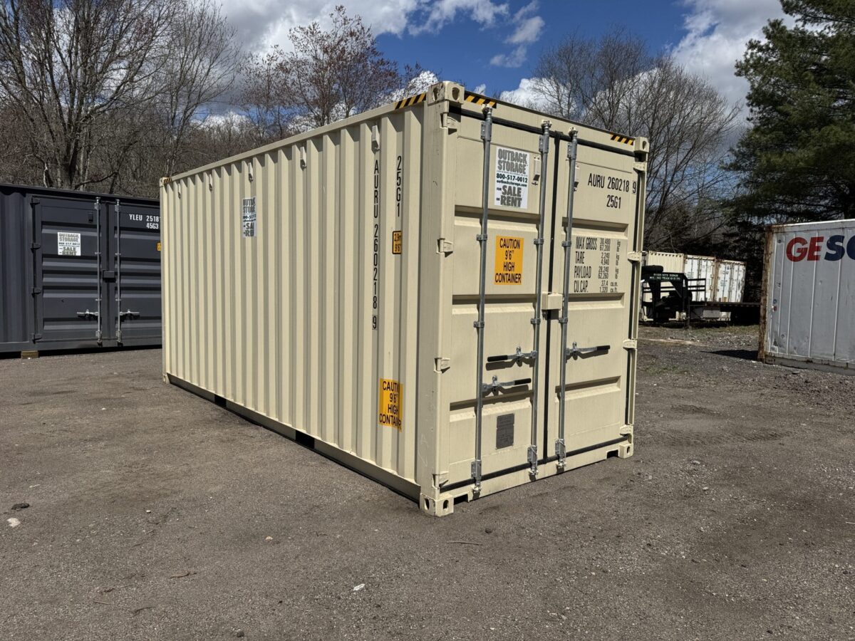 20ft New High Cube Shipping Container – Wind & Watertight – Beige – Unit AURU260218-9