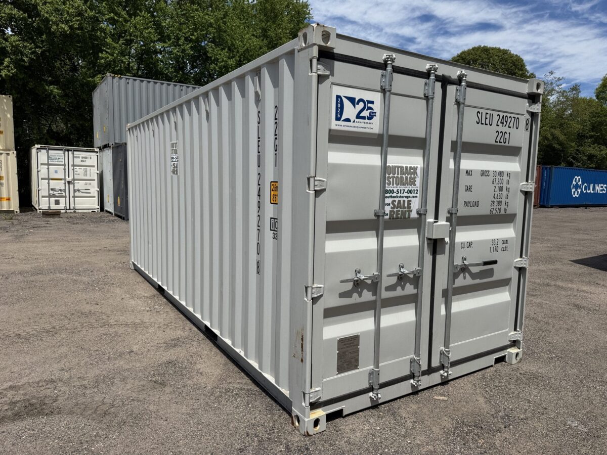 20ft New Shipping Container – Wind & Watertight – Gray – Unit SLEU249270-8