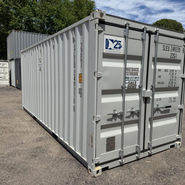 20ft New Shipping Container – Wind & Watertight – Gray – Unit SLEU249270-8