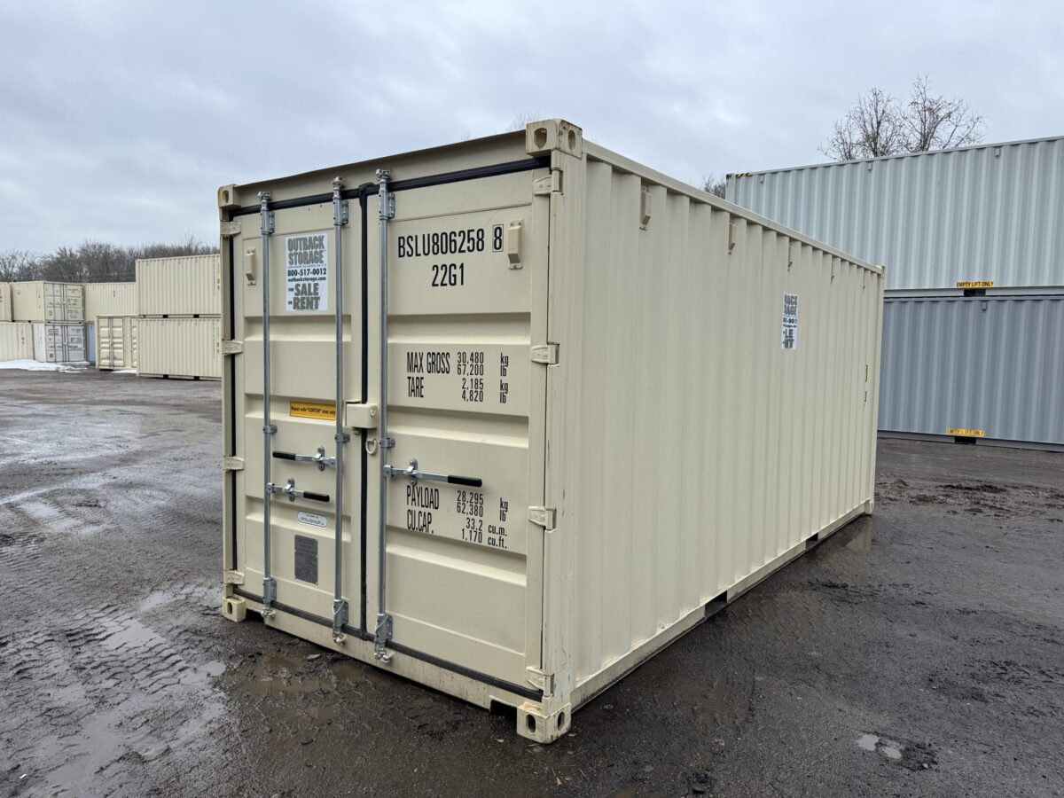 20ft New Shipping Container – Wind & Watertight – Beige – Unit BSLU806258-8