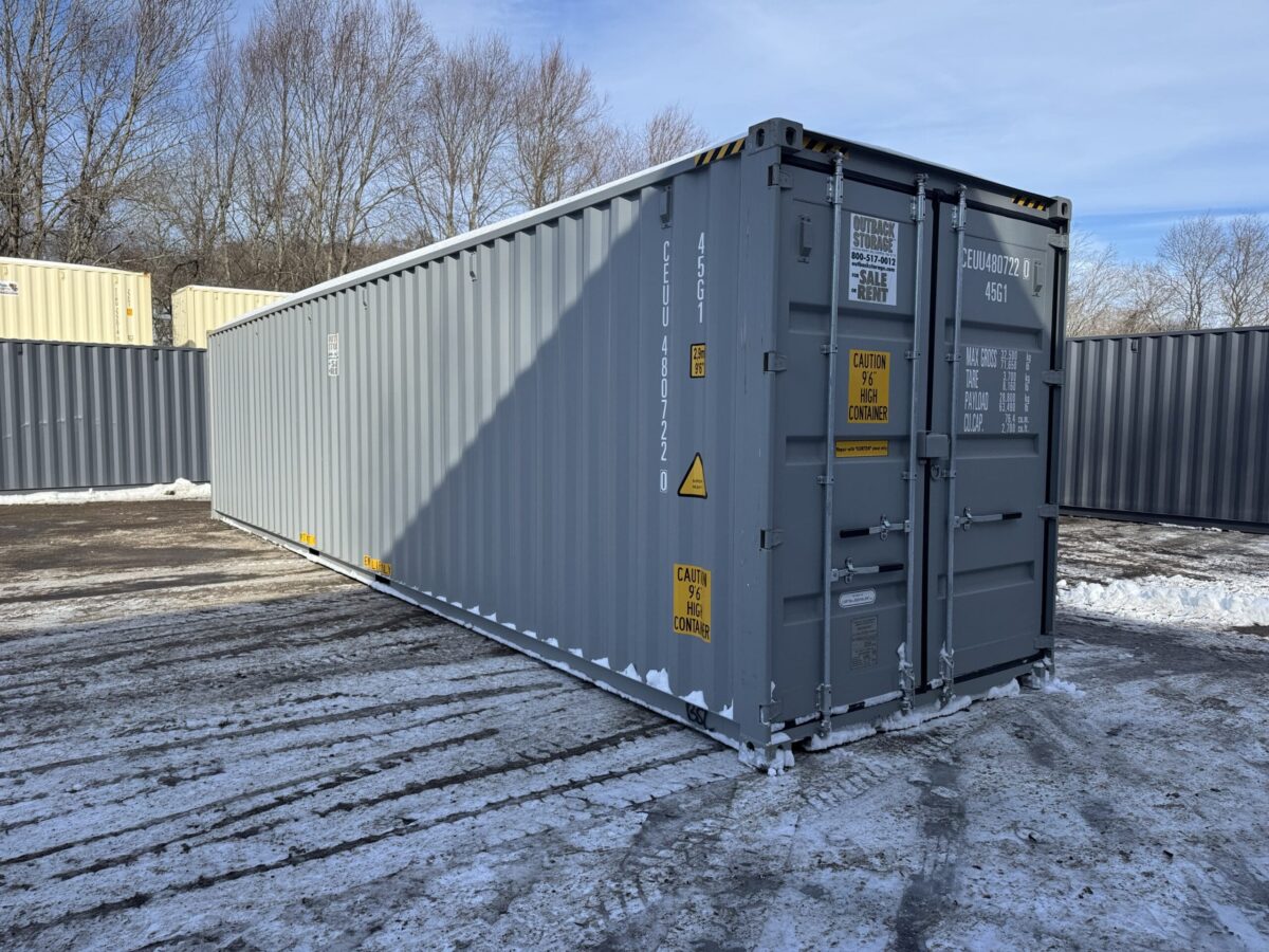 40ft New High Cube Shipping Container – Wind & Watertight – Gray – Unit CEUU480722-0