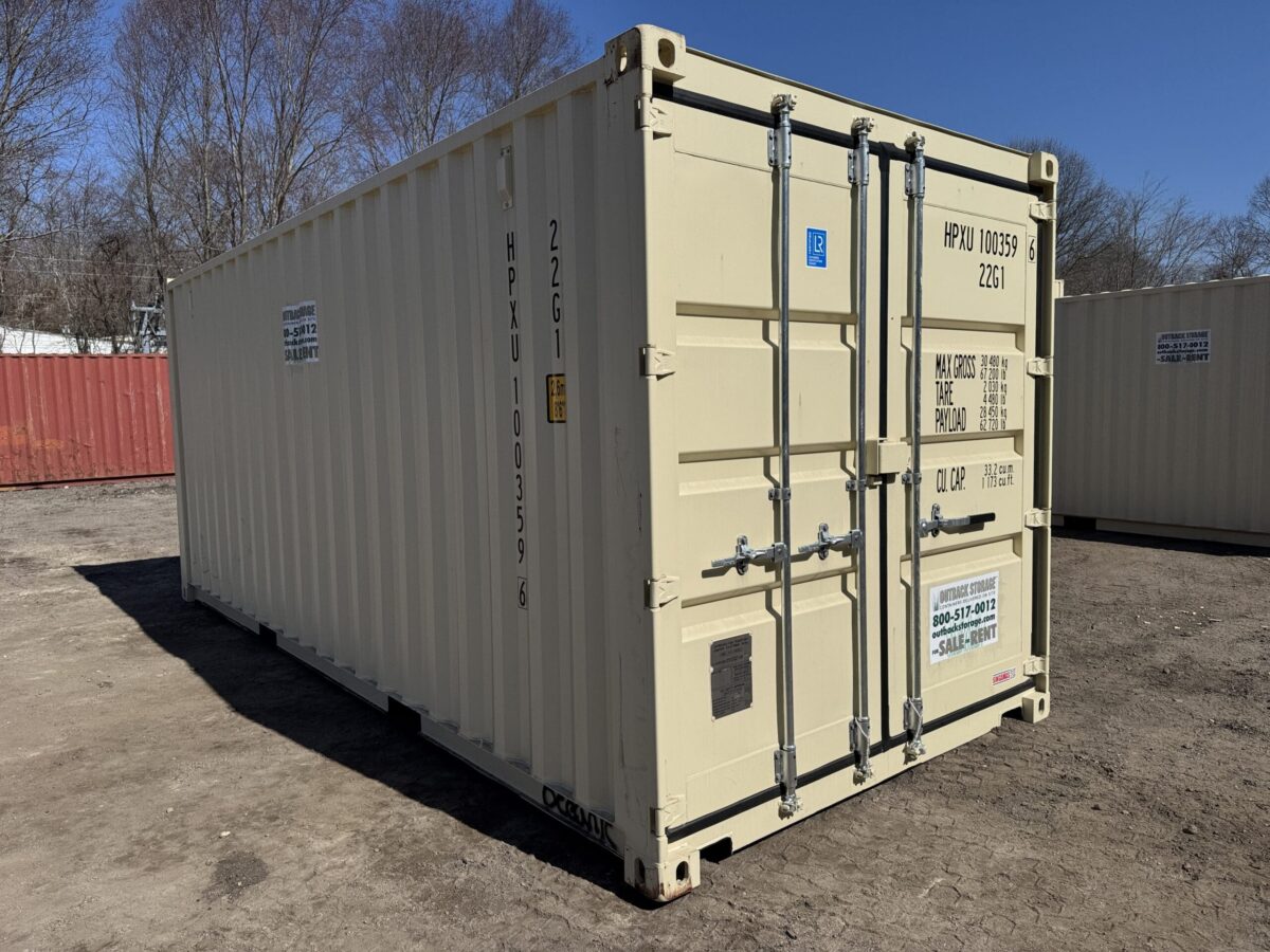 20ft New Shipping Container – Wind & Watertight – Beige – Unit HPXU100359-6