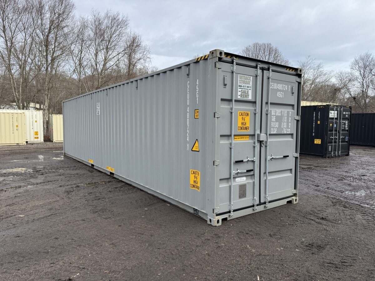 40ft New High Cube Shipping Container – Wind & Watertight – Gray – Unit CEUU480724-1