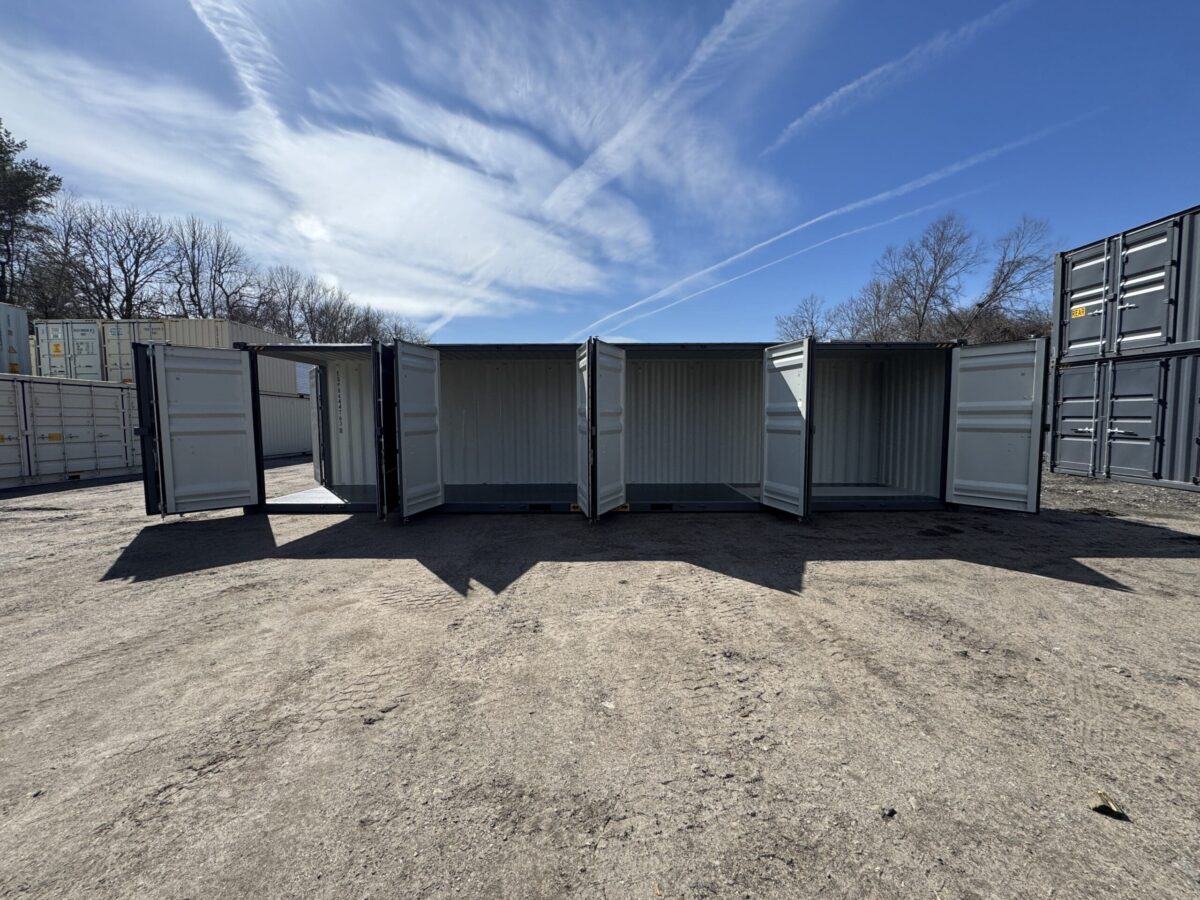 40ft New High Cube Shipping Container – Wind & Watertight – Dk Gray – Unit EPQU644763-0