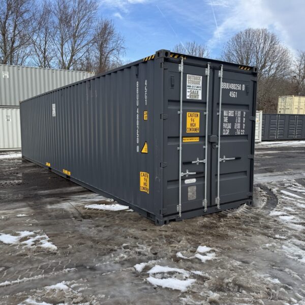 40ft New High Cube Shipping Container – Wind & Watertight – Gray – Unit BBUU480250-0