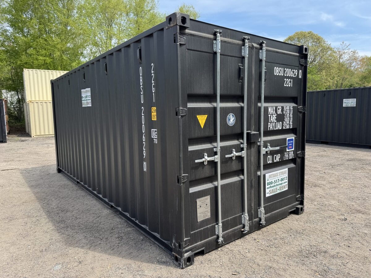 20ft New Shipping Container – Wind & Watertight – Black – Unit OBSU200629-0