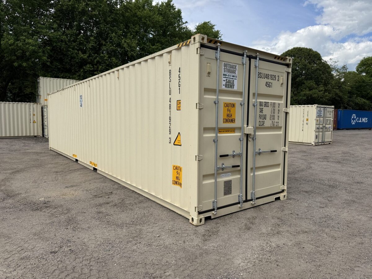 40ft New High Cube Shipping Container – Wind & Watertight – Beige – Unit BSLU481929-3