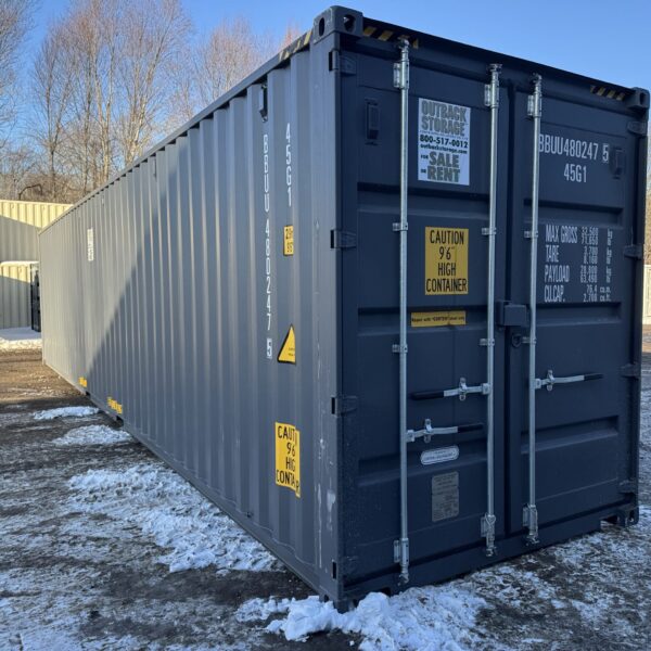 40ft New High Cube Shipping Container – Wind & Watertight – Gray – Unit BBUU480247-5