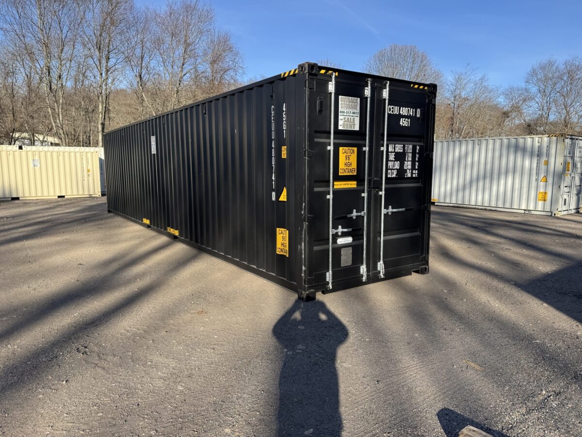 40ft New High Cube Shipping Container – Wind & Watertight – Black – Unit CEUU480741-0