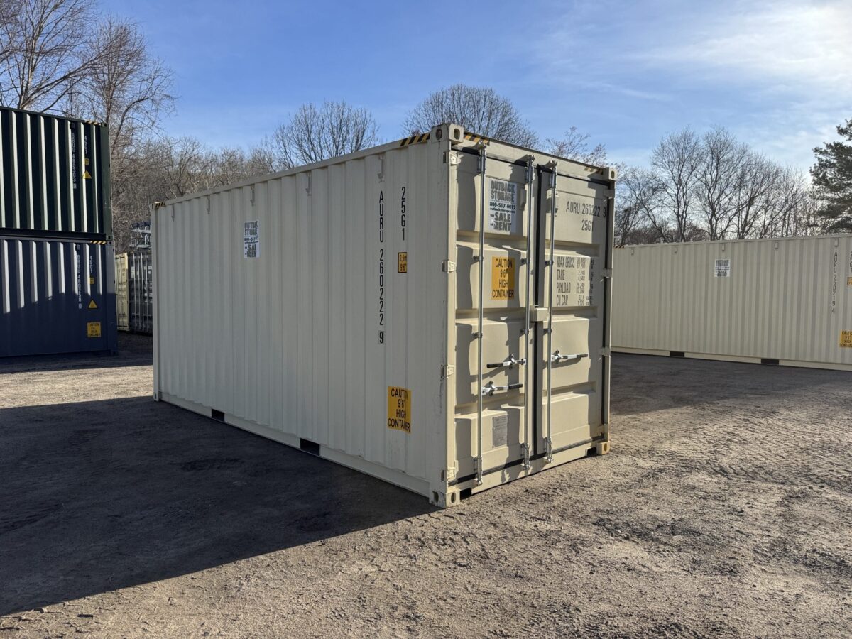 20ft New High Cube Shipping Container – Wind & Watertight – Beige – Unit AURU260222-9