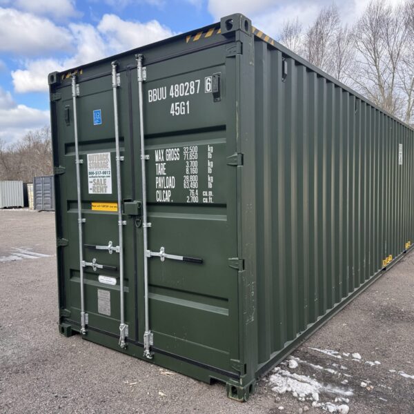 40ft New High Cube Shipping Container – Wind & Watertight – Green – Unit BBUU480287-6